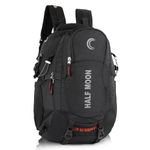 Half Moon 45L Hammer Waterproof 4 Compartment Rucksack Bags For Men/Trekking Bags For Men | With 17.3" Laptop Compartment & Rain Cover | For Trekking, Hiking, Travel Backpack For Unisex (Dark Black)