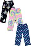 Mad Dog Girl's Pajama Pants - 2/3 Pack, Soft Micro Fleece Fashion Sleepwear Lounge. Sizes: 6-16, 3 Pack, 10-12, Unicorn/Tie-dye/Hearts