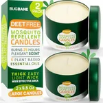 2 Mosquito Candles for Outside. Citronella Candles Outdoor Large. DEET Free with 5 Natural Essential Oils. Insect Fly Bug Candle Repellent Outdoor. Mosquito Repellent Candle Indoor Home Patio Camping