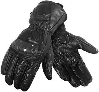 Buchii Summer Motorbike Gloves, Goat Leather TPU Hard Knuckle Protector Touchscreen Motorcycle Gloves Men with Strap Closure Double Layer Amara and Silicone on Palm for Extra Durability (Medium, Black & Grey) (XX-Large, Black)