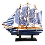 Dedoot Wooden Sailing Ship Model, Vintage Handmade Wood Sailboat Model Nautical Decor 8”x7” for Tabletop Ornament, Photo Props, Beach Ocean Theme Party and Room Decoration