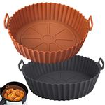 Viretec Air Fryer Silicone Liners Pot 2 Pack, Reusable Silicone Bowl Basket Fit for 3 to 5QT Air Fryer, Replacement of Flammable Parchment Paper, Baking Tray Oven Accessories (Top 8in, Bottom 6.8in)