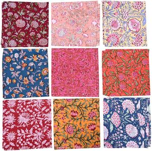 10 Pc Mix Lot Napkin Hand Block Print Napkin 100% Cotton Napkin Handmade 16x16 Inch Jaipuri Printed Dining Table Cloth, Multicolor