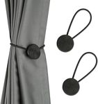 HedongHexi 2 Pack Magnetic Curtain Tiebacks Elegant Curtain Holders for Drapes Outdoor Window Treatment Holdbacks(Black,2P)