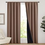 NICETOWN 100% Blackout Curtains Thermal, Noise Reduction and Privacy Curtains for Patio Door, Black Lined Blackout Drapes with Rod Pocket, Taupe, 1 Pair, W52 x L84