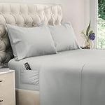 DREAMCARE Bedding Sets Queen - 4 Piece Queen Bed Sheets - Deep Pocket up to 15 in - Draps Lit Queen - Luxury Hotel Sheets & Pillowcases Set - Shrink & Fade Resistant (Queen, Light Gray)