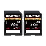 Gigastone 32GB 2-Pack SD Card, Camera Extreme, A2 V30 SDHC Memory Card High Speed Full HD Video Compatible with Canon Nikon Sony Pentax Kodak Olympus Panasonic Digital Camera, with 2 Mini Cases