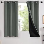 Deconovo Grey Curtains, Blackout Curtains with Grommets, Full Blackout Shading, Heat Cold Insulation, Noise Reduction, Window Drape for Bedroom/Living Room (Pack of 2, 42W x 63L Inch Dark Grey)
