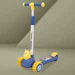 R for Rabbit Road Runner Ryder Kids Scooter, 3 Level Adjustable Height Wide Deck & PU LED Wheels Kick Scooter with Brake for 3+ Years Kids, Weight Capacity Upto 50kgs|6 Months Warranty| Blue Yellow