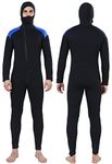 DEHAI Mens Wetsuit Full Diving Wet Suits in Cold Water Thermal 5mm Neoprene Front Zipper with Hoodie One Piece Swimsuit, 3mm and 2mm Back Zip Long Sleeve Keep Warm for Swimming Scuba Surfing