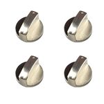 4 Pcs Cooker Knobs,Gas Stove 6MM Universal Replacement,Metal Parts Silver Stoves Switch Control Adaptors for New Kitchen Cooktop,Hob,Oven,Thermostat,Precise Temperature Burner Accessories Button