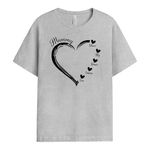 Personal Chic Personalised Grandma with Heart T-Shirt - Personalised Gift for Mum and Grandma for Mother's Day, Birthday and Christmas (5 Kids, Model #1)