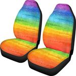 HUGS IDEA Novelty Universal Front Seat Cover Gradient Rainbow Pattern Bucket Seats Case of 2 Pieces