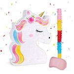 WERNNSAI Rainbow Unicorn Pinata Party Games - Unicorn Birthday Decorations Supplies for Girls Kids Pinata Bundle with Blindfold and Bat for Baby Shower School Activities (15.7" x 12.2" x 3.1")