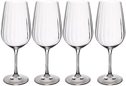 MIKASA Treviso Crystal Red Wine Glasses, 600ml, Set of 4 Lead-Free, Clear Fine Glasses with Rippled Effect for Celebrations