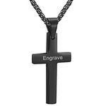 PROSTEEL Customize Name Necklace Cross Necklace Black Stainless Steel Chain Christian Jewelry