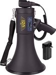 Uzi High Power Loud Big Bluetooth Megaphone 50W, Real Siren, Bullhorn, Rechargeable Battery, Portable Speaker, PA System, Adjustable Volume, Outdoor Activities, Coaching, Football, Baseball, Hockey