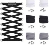 Widamin 6 Pairs No Tie Shoe Laces Elastic Laces for Kids and Adults, Lazy Shoelaces with Metal Buckles, Tieless Laces for Trainers, Portable Shoe Laces for Running Shoes, Black+White+Gray