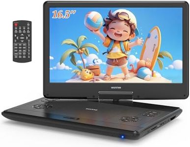 WONNIE 16.5" Portable DVD Player with 14.1" Large HD Swivel Screen, 6 Hours Rechargeable Battery, DVD Player Portable Support MP4, MKV Video & USB/SD Card/Sync TV, High Volume Speaker, All Regions