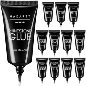 Makartt Rhinestone Glue for Nails 12PCS 30ML, Super Strong Gel Adhesive for Nail Salon, 3D Nail Art, Gem Jewelry & Nail Charm Decoration