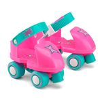 Xootz Beginner Trainer Skates, My First 4 Wheel Quad Roller Skates for Kids, Boys and Girls, Pink