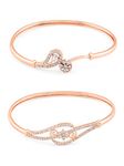 ZAVERI PEARLS Set of 2 Rose Gold Cubic Zirconia Contemporary Brass Kada Bracelets For Women-ZPFK13384