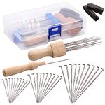 IMZAY Needle Felting Tools, Needle Felting Supplies, Needle Felting Kit with 3 Size 30Pcs Needles Felting Needles,Wooden Handle, Finger Cots, Perfect for DIY Felting Wool Projects