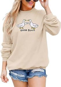 CM C&M WODRO Womens Goose Bumps Funny Sweatshirt Silly Fist Bumps Pun Tshirt Best Friends Greetings Sweater Meme Shirt, Apricot-duck, X-Large