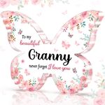 CheriGift Granny Gifts, Best Granny Birthday Gift, Christmas or Mothers Day Gift for Granny, Beautiful Butterfly Acrylic Plaque, Thoughtful Granny Gifts from Grandchildren - To my beautiful granny