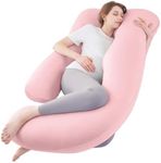 Sasttie Pregnancy Pillows for Sleeping, U Shaped Body Pillow Pregnancy Must Haves, Maternity Pillow for Pregnant Women, 57'' Full Pregnant Pillow with Removable Cover for Side Sleeper, Light Pink