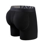 JOCKMAIL Mens Boxer Brief with Sponge Padding for Enhancing Buttocks Men Padded Panties, 454black, Large