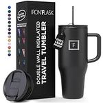 950ml Insulated Tumbler with Straw Lid and Handle - Cold 20hrs & Hot 5hrs Drinks - Double-Walled Stainless Steel Leakproof Travel Mug - Cupholder Friendly Thermal Cup Coffee Flask