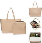 Modern Picnic Vegan Leather Tote Bag for Women, Travel Tote with Luggage Sleeve for Work/Office/Outdoor As Seen on Shark Tank