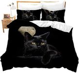 Cat Bedding For Girls Boys Cute Black Cat Pattern Bedspread 3 Piece Black Animal Print Decorative Duvet Cover Set Double Size Farmhouse Cats Decor Comforter Cover 2 Pillowcases