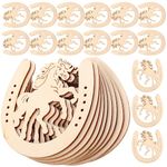 SEWACC Wood Horseshoe Cutouts 48pcs Unfinished Horseshoes Wooden Cutouts Blank Horseshoes Wood Slices Discs Western Decor Paint Crafts Wood Horseshoe Crafts