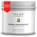 FOLIUS LABS Ultra High Purity Resveratrol Capsules - 99% Trans-Resveratrol - Japanese Knotweed Extract - Support Immunity, Support Healthy Aging - 120 Caps Reservatrol Supplement