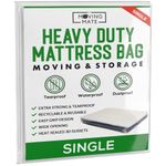 Single Size Mattress Bag for Moving and Storage - 5 Mil Mattress Cover for Moving and Storage - Mattress Protector Storage Bags - Heavy Duty, Reusable, Tearproof