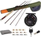 Shark Shooter Fly Fishing Rod and Reel Combo Starter Kit 3/4/5/6 Weight,Packed by Hard Cordura Fly Rod Case (Metallic red, 6'1'' LW0/1 4SEC)