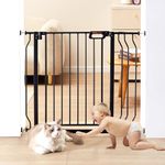 VEVOR Baby Gate, 29.5"-39" Extra Wide, 30" High, Dog Gate for Stairs Doorways and House, Easy Step Walk Thru Auto Close Child Gate Pet Security Gate with Pressure Mount Kit and Wall Mount Kit, Black