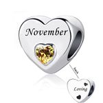 OutstandLong November Birthstone Love Heart Crystal Loving Birthday Bead for Pandora Bracelets