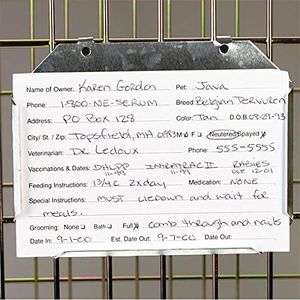 Pet Kennel Cards Vet Care Groomer Owner Information Dog ID Card 100 Pack Card(4 X 6 Inch)