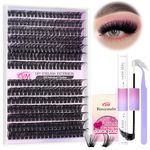 DIY Lash Extension Kit Volume Eyelash Extension Kit Lash Clusters D Curl Individual Lashes Kit with Lash Bond and Seal and Lash Tweezers for Lash Extension by Vanssymunlin (Kit-80D+100D)