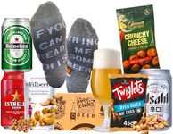 The Assorted Hamper Craft Beer GiftSet Box for Men and Women| Craft Beer Lager Hamper Gift Set with 3 Craft Beer Cans|1 x Tasting Glass|3 Assorted Delicious Snacks|1 x Beer Socks