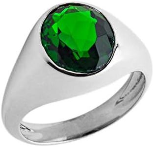 Men's Fine Jewelry 925-Sterling sterling-silver oval-shape red cubic-zirconia May Birthstone