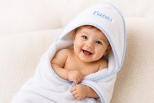 Soleus Personalized Baby Hooded Towel, Custom Embroidered Name Bath Towel, Soft Absorbent Cotton Towel for Newborns, Infants & Toddlers, for Boys & Girls, 30 x 30 Inches - Blue