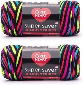 Red Heart Super Saver Jumbo Neon Stripe Yarn - 2 Pack of 283g/14oz - Acrylic - 4 Medium (Worsted) - 482 Yards - Knitting/Crochet