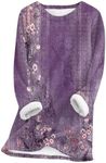 UDAUDU Henley Sweatshirts For Women Fleeze Warm Sherpa Lined Fleece Crewneck Long Sleeve Tunic Thermal Sport Sweatshirt Pullover Loungewear 2025 Purples Xl