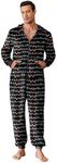 Ekouaer Mens Onesie Christmas Hoodie Fleece One Piece Pajamas Zipper Up Flannel Adult Pjs S-XXL Christmas Light Strips M