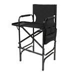 OmySalon 30" Tall Directors Chair Black Folding with Side Table Storage Bag,Aluminum Frame 300 lbs Capacity, 33.8" L x 19.2" W x 45.6" H,Portable Makeup Artist Bar Height …