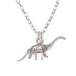 Alexander Castle 925 Sterling Silver Dinosaur Pendant Necklace with 18" Silver Chain & Jewellery Gift Box